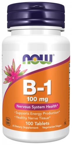 NOW Витамин В-1 (Тиамин), 100 таблеток