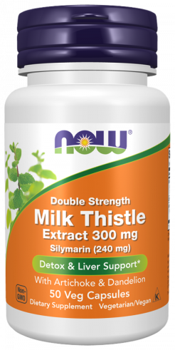 NOW Double Strength Milk Thistle Extract 300 mg, Экстракт Расторопши двойного действия 300 мг, 50 капсул
