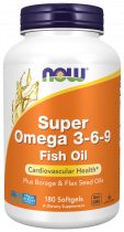 NOW Super Omega 3-6-9 1200 mg, Супер Омега-3-6-9 1200 мг, 180 капсул